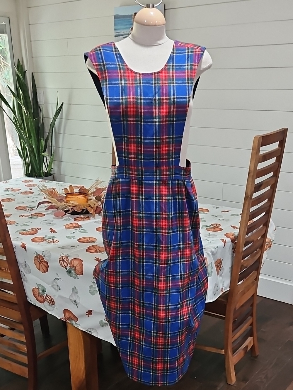 Pendleton Vintage Blue and Red Plaid Pinafore Dress Size 10 Euc
